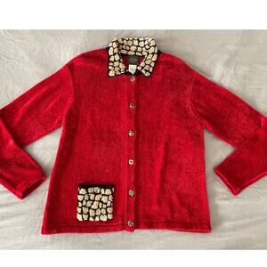 Vtg. Susan Bristol LTD Chenille Cardigan SZ L